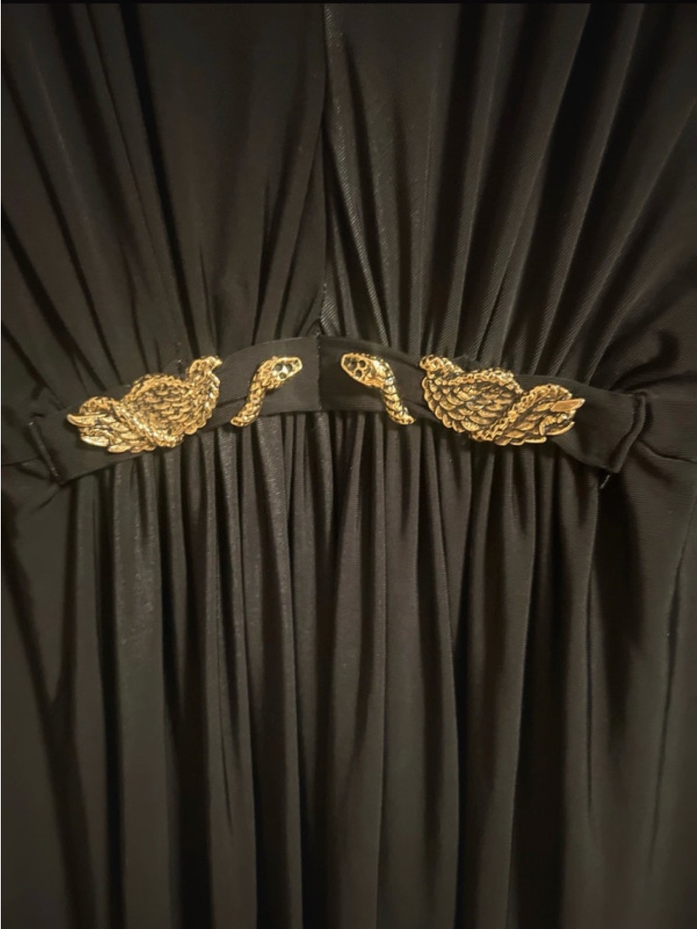 Vintage Y2K Roberto Cavalli Black Maxi Dress with Gold Serpent Detail - Picture 3 of 8